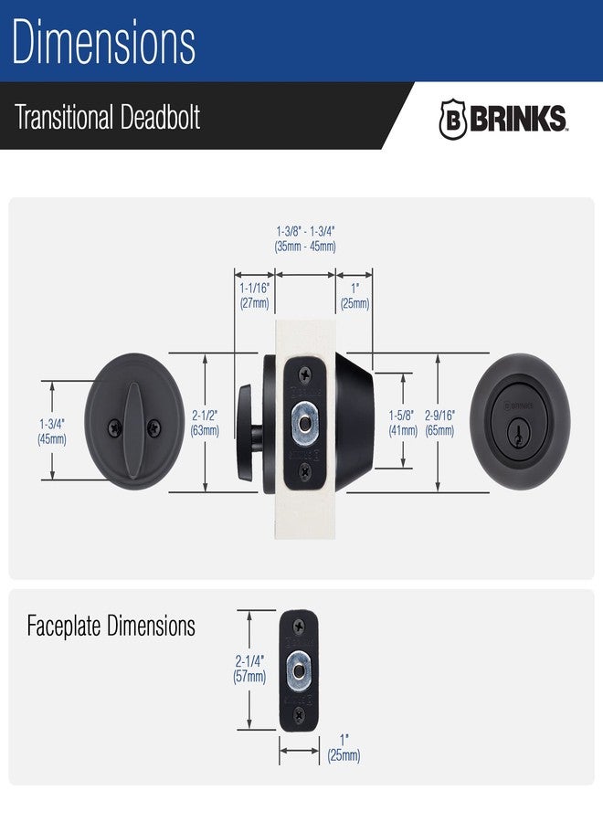 BRINKS Transitional Single Cylinder Deadbolt Lock, Door Lock Built for Residential Protection ANSI Grade 2 Security, Matte Black - Image 5